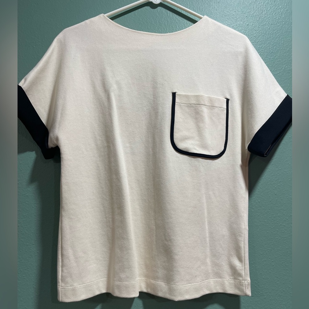 Zara blouse beige with black
